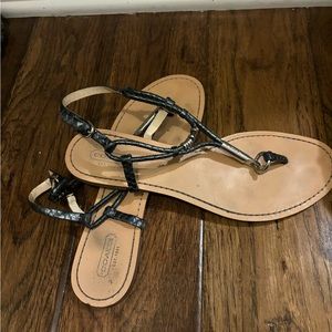Coach T-Strap Leather Sandal